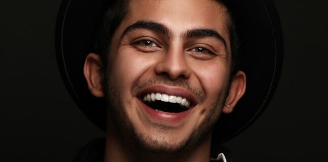 man with white smile