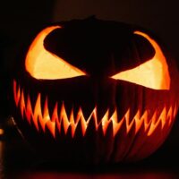 Smiling pumpkin with a face